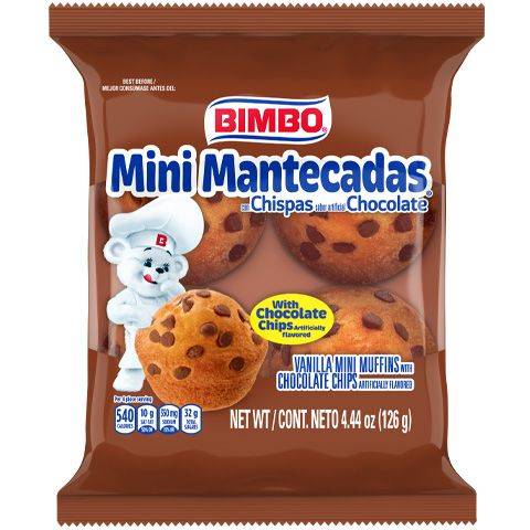 Bimbo Mini Mantecadas Vanilla Chocolate Chip Muffins (4.44oz bag)