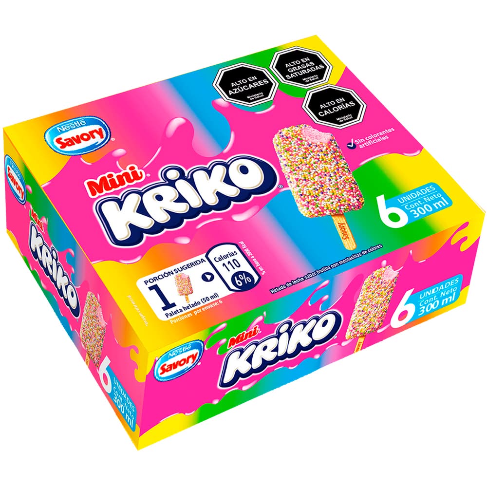 Savory · Helado cremoso de paleta mini kriko - Frutilla (6 un)