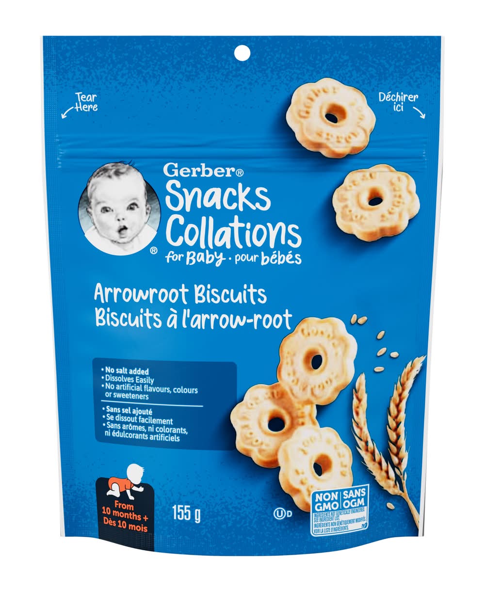 Gerber Arrowroot Biscuits Snacks Collection For Baby, 12+ Months (155 g)