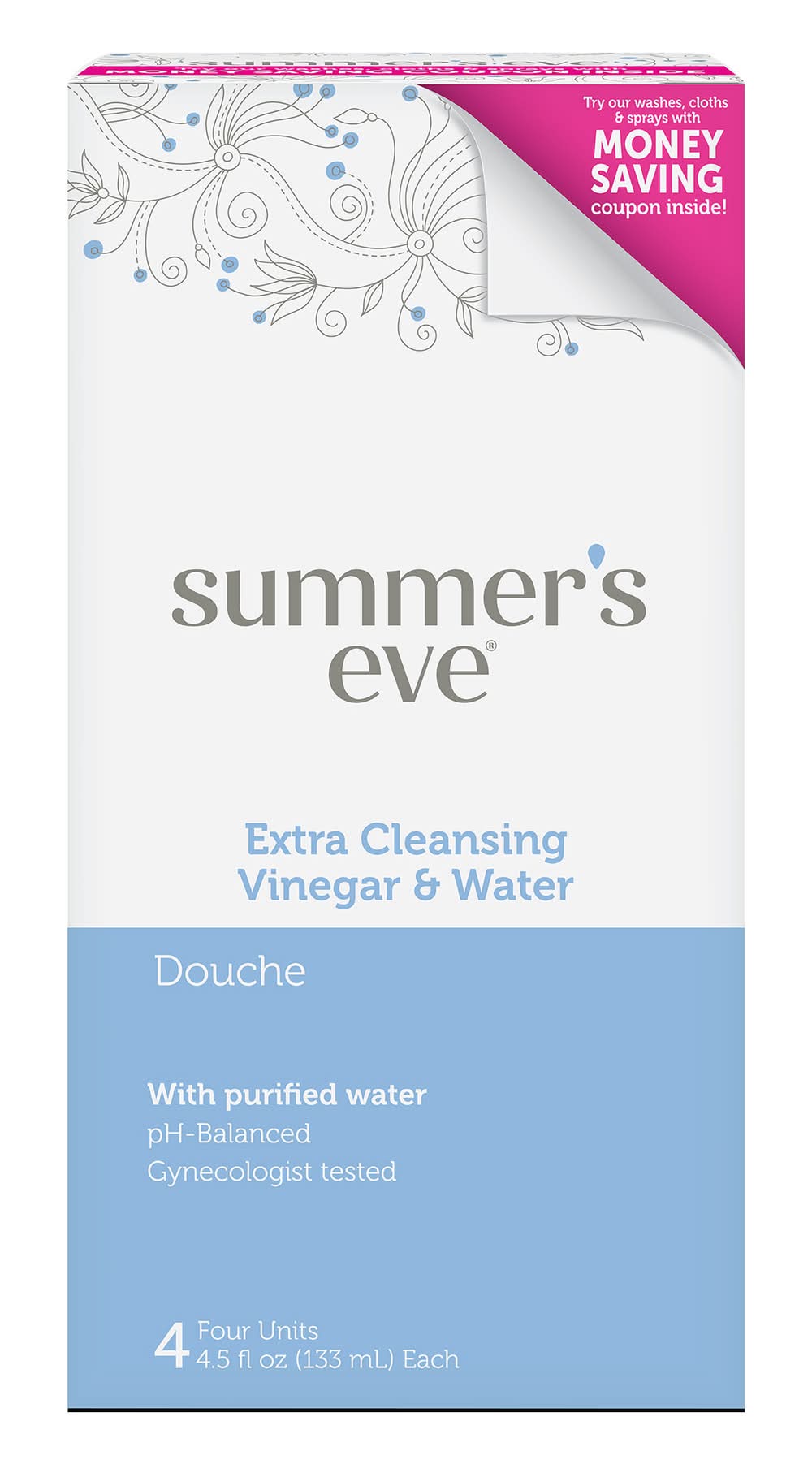 Summer's Eve Extra Cleansing Vinegar & Water Douche (4.5 oz, 4 ct)