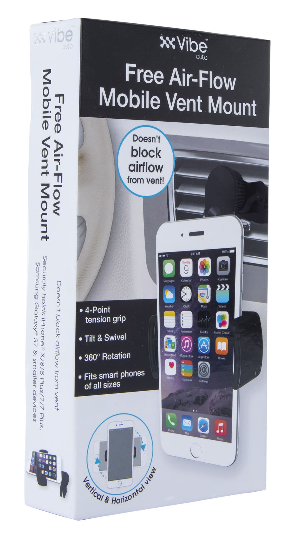 Free Air-Flow Mobile Phone Vent Mount Black
