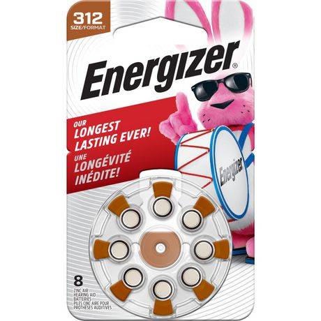 Energizer Ez Turn & Lock Size 312, 8-Pack, Brown