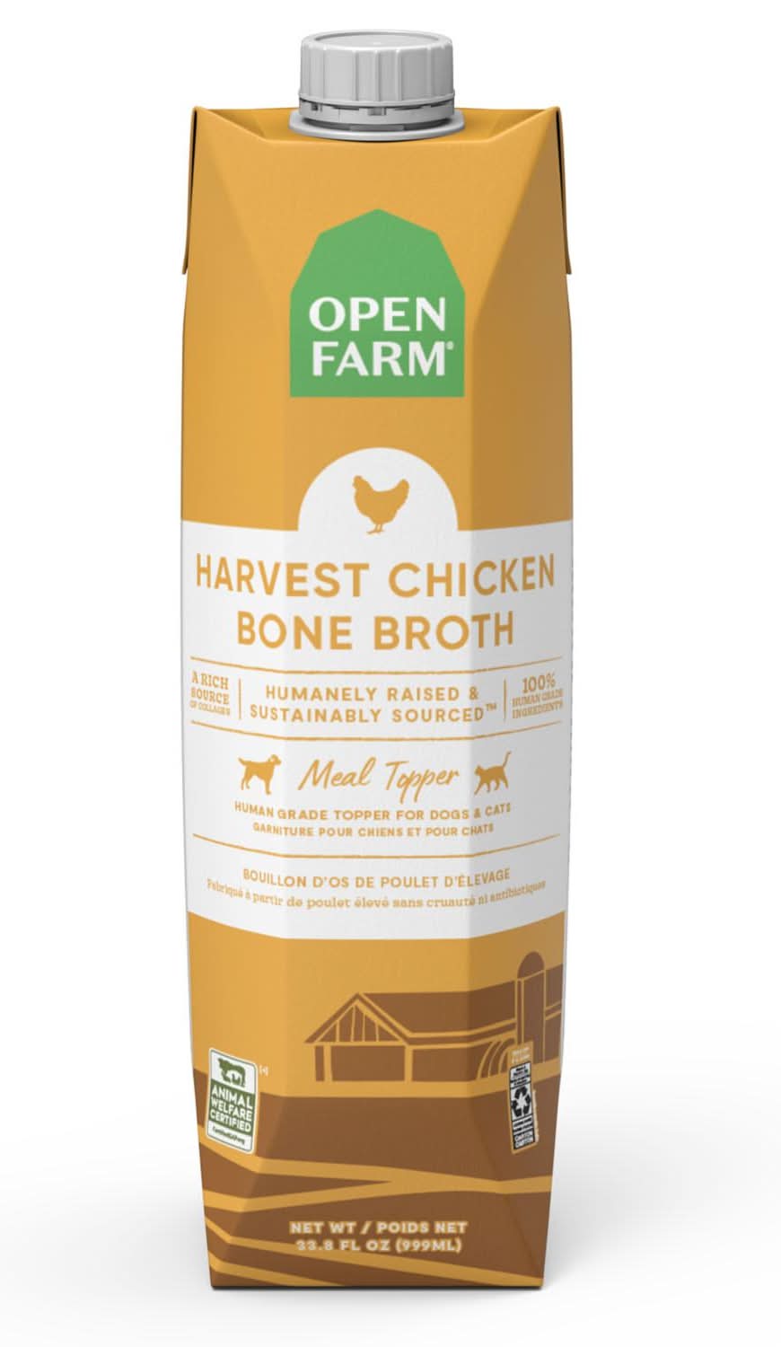 Open Farm Harvest Chicken Bone Broth Dog & Cat Meal Topper, 33.8 oz