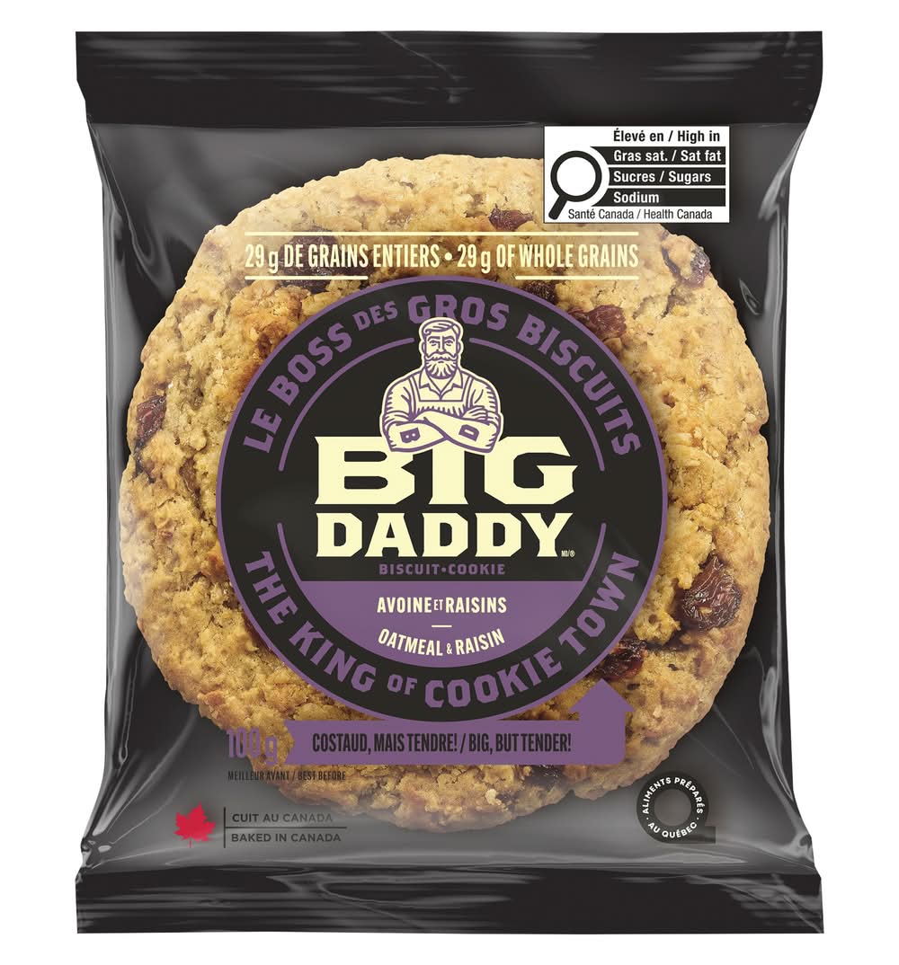 Big daddy biscuits aux raisins et avoines (100 g) - oatmeal raisin cookies (100 g)