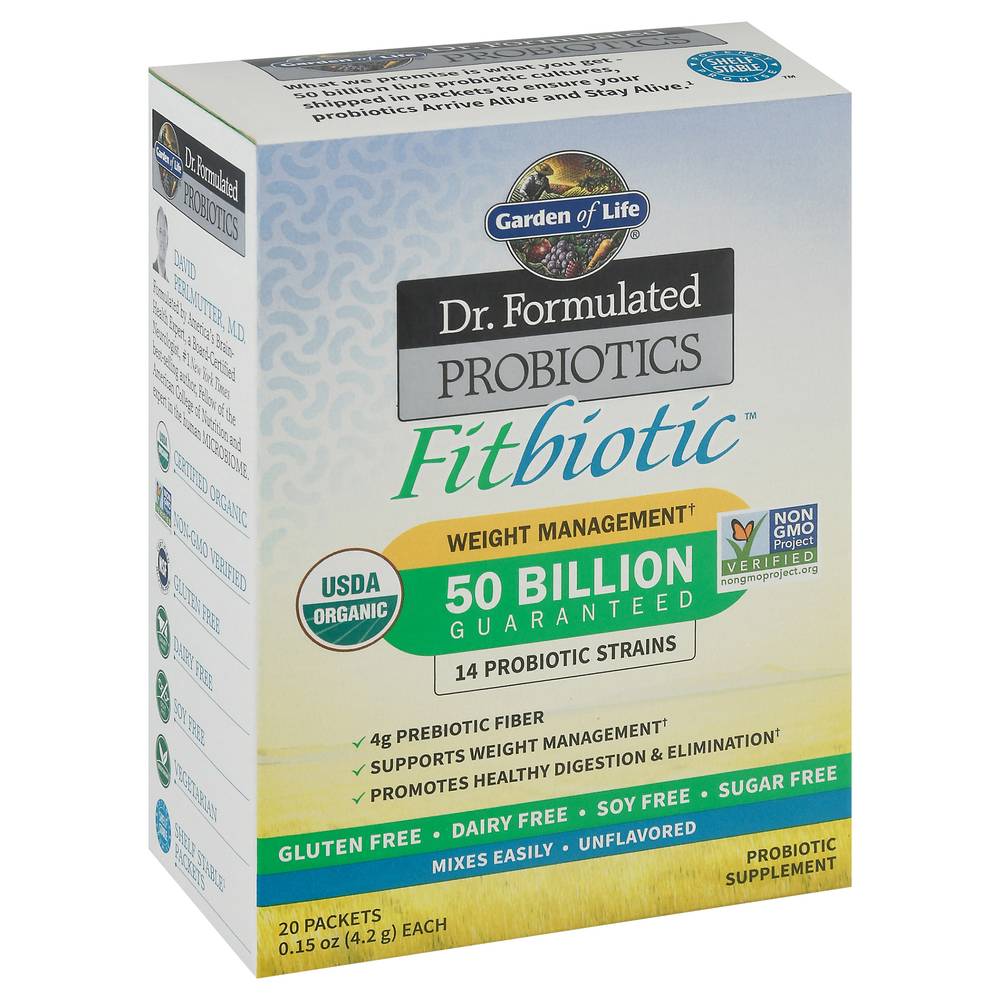 Garden of Life Unflavored Fitbiotic Probiotic Supplement(20 Ct, 0.15 Oz)