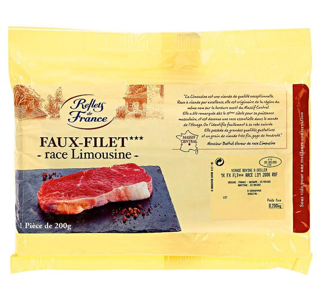 Reflets de France - Viande bovine faux filet à griller race limousine (200g)