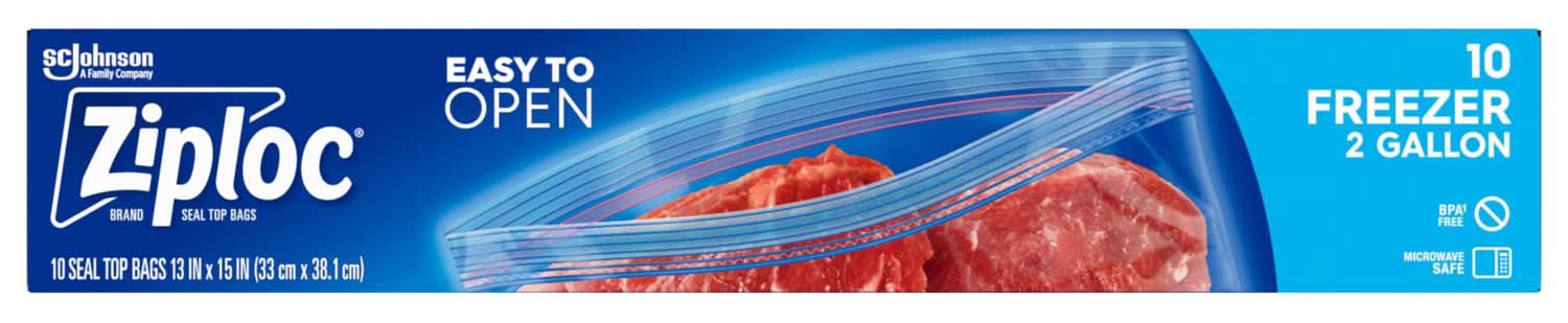 Ziploc 2 Gal Clear Freezer Bag 10 Pk