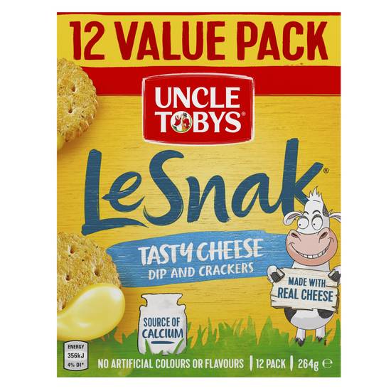 Uncle Tobys Le Snak Tasty Cheese Dip & Crackers (12 Pack) 264g