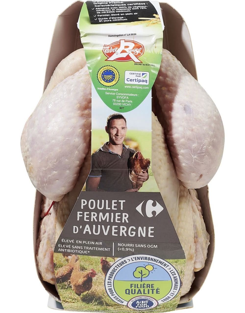 Filière Qualité Carrefour - Poulet fermier blanc d'auvergne (1,4kg)