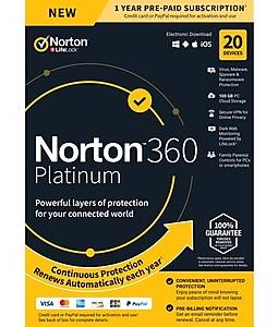 Bodega Norton 360 Platinum For 1 User Product Key Card