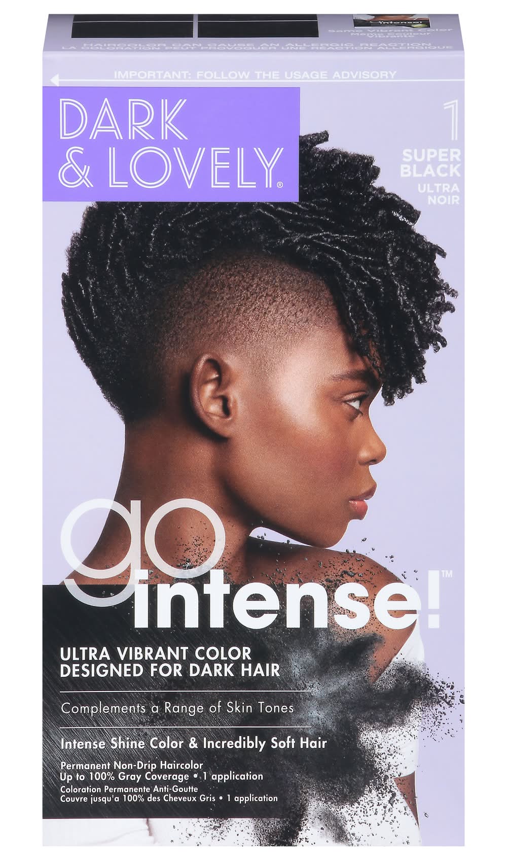 Dark and Lovely Go Intense! Permanent Hair Color, 1 Super Black (8.9 oz)