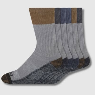 Dickies Dri Tech Tipped Crew Socks, 6-12, Gray (6 ct)