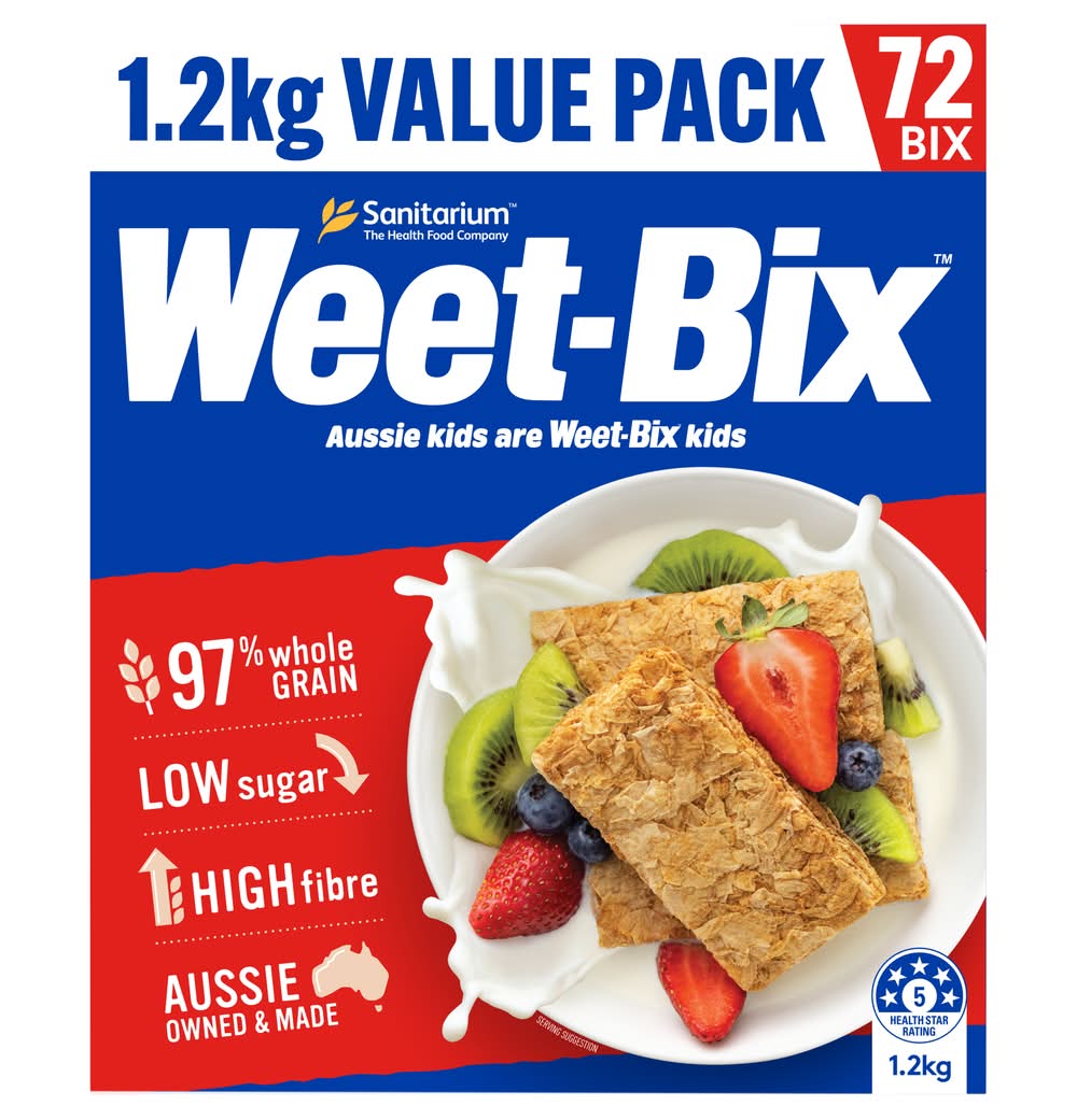 Weet-Bix Breakfast Cereal Biscuits Value pack (1.2kg, 72 pack)