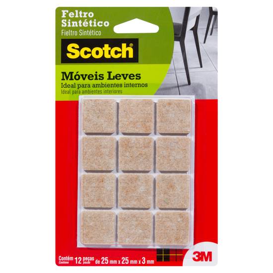Scotch feltro sintético quadrado pequeno marrom 19,8x12,4x0,5cm