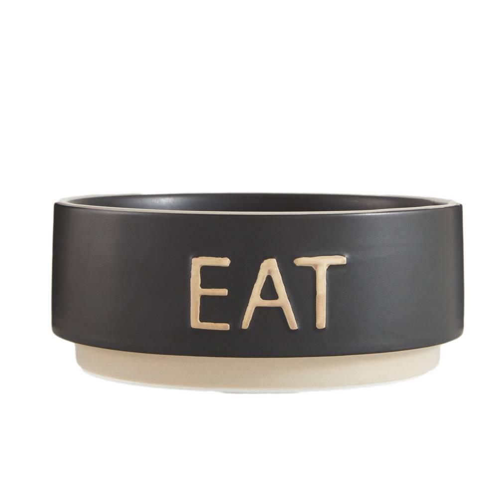 Top Paw Embossed Ceramic Dog Bowl (black)