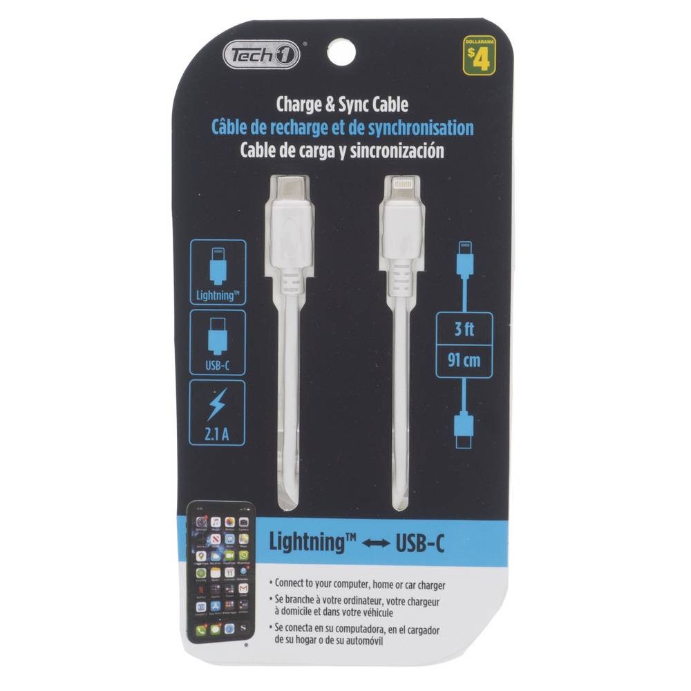 Tech 1 Lightning Compatible To Usb-C Cable