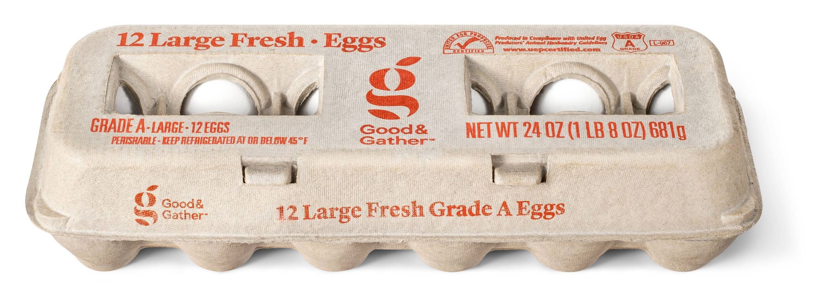 Good & Gather Fresh Grade a Eggs, L (24 oz, 12 ct)