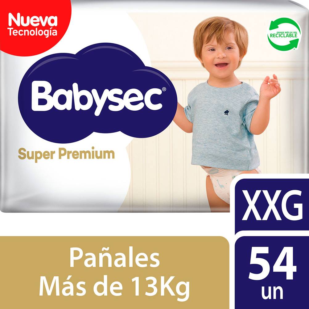 Babysec pañal super premium confort care talla xxg (54 un)