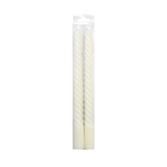 Ashland Twist Taper Candles, 10", Ivory (2 ct)