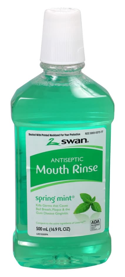 Swan Antiseptic Mouth Rinse, Spring Mint, 8.87x3.5 in (16.9 fl oz)