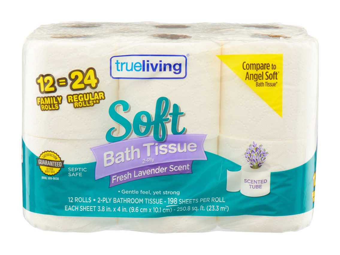 True Living Bath Tissue Soft Lavender Scent 12 Ct