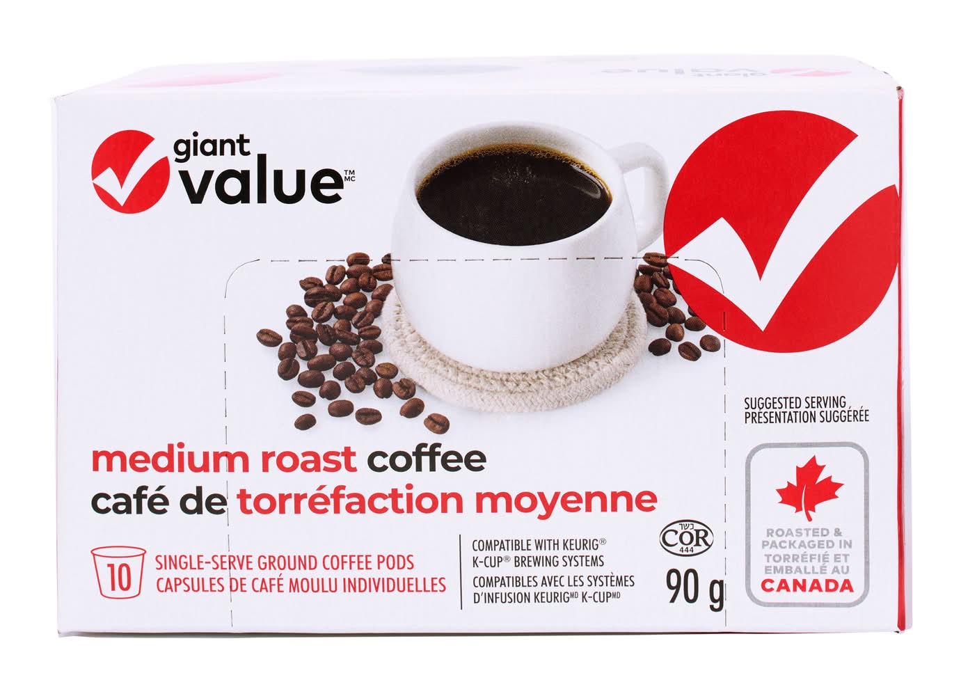 Value Medium Roast Coffee K Cups Capsules (90 g, 10 ct)
