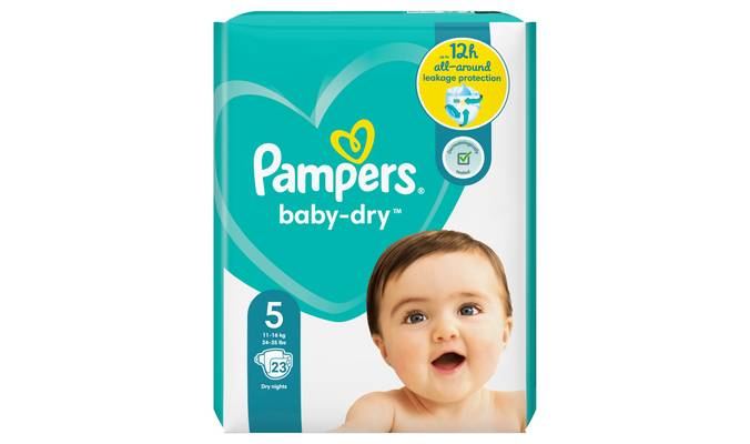 Pampers Baby-Dry Size 5, 23 Nappies, 11Kg-16Kg, Carry Pack