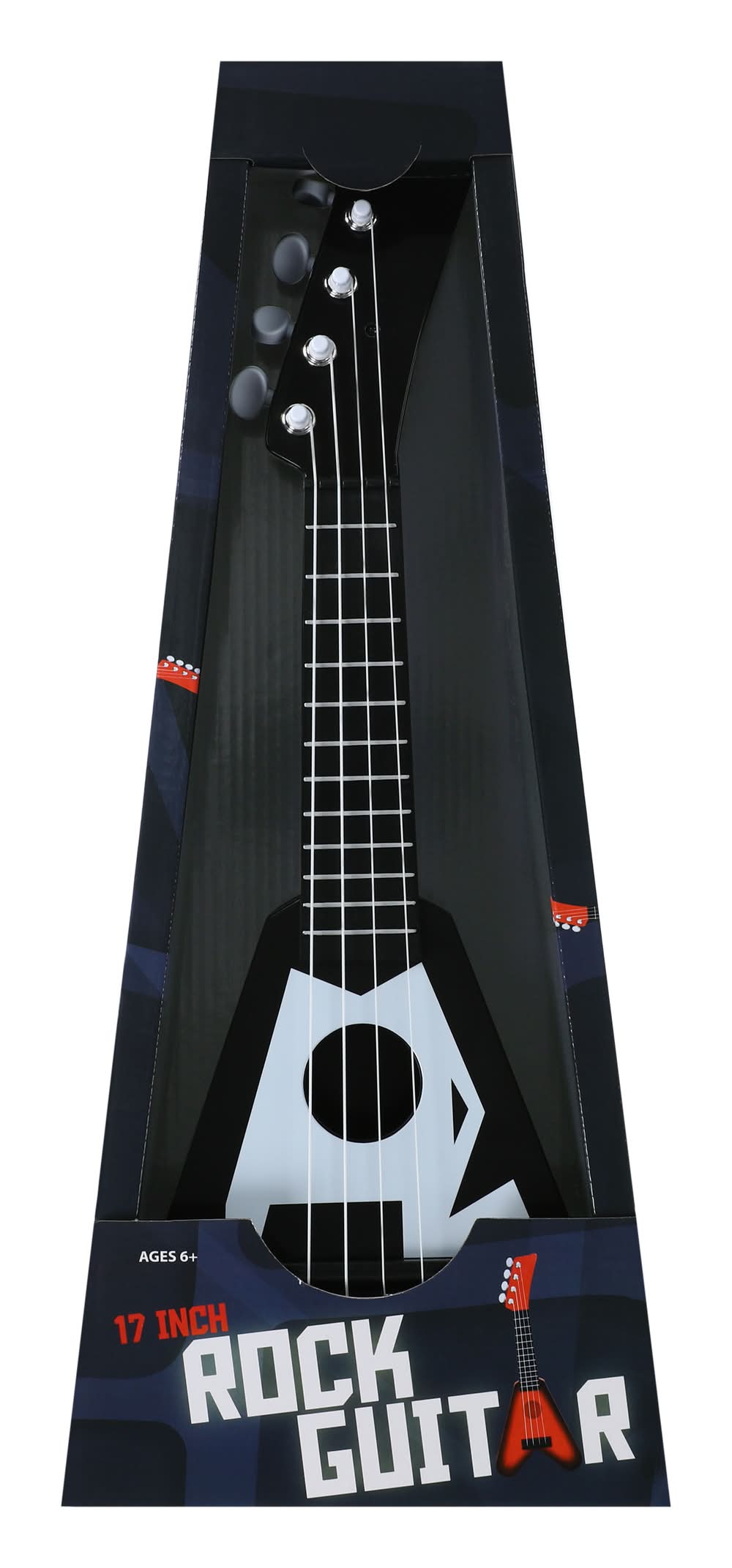 Rock Guitar 17in Black White