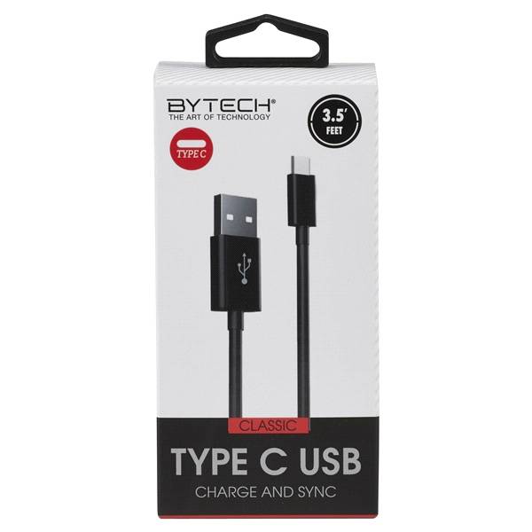 Bytech Classic Type-C Charge and Sync Cable (3.5ft/black)
