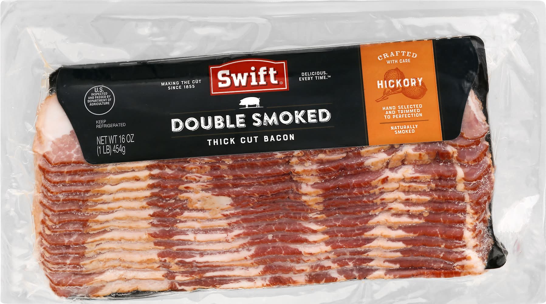 Swift Double Smoked Thick Cut Hickory Bacon (16 oz)
