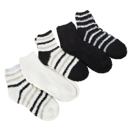 Ladies Fuzzy Quarter Crew Socks 5-Count Black Multi