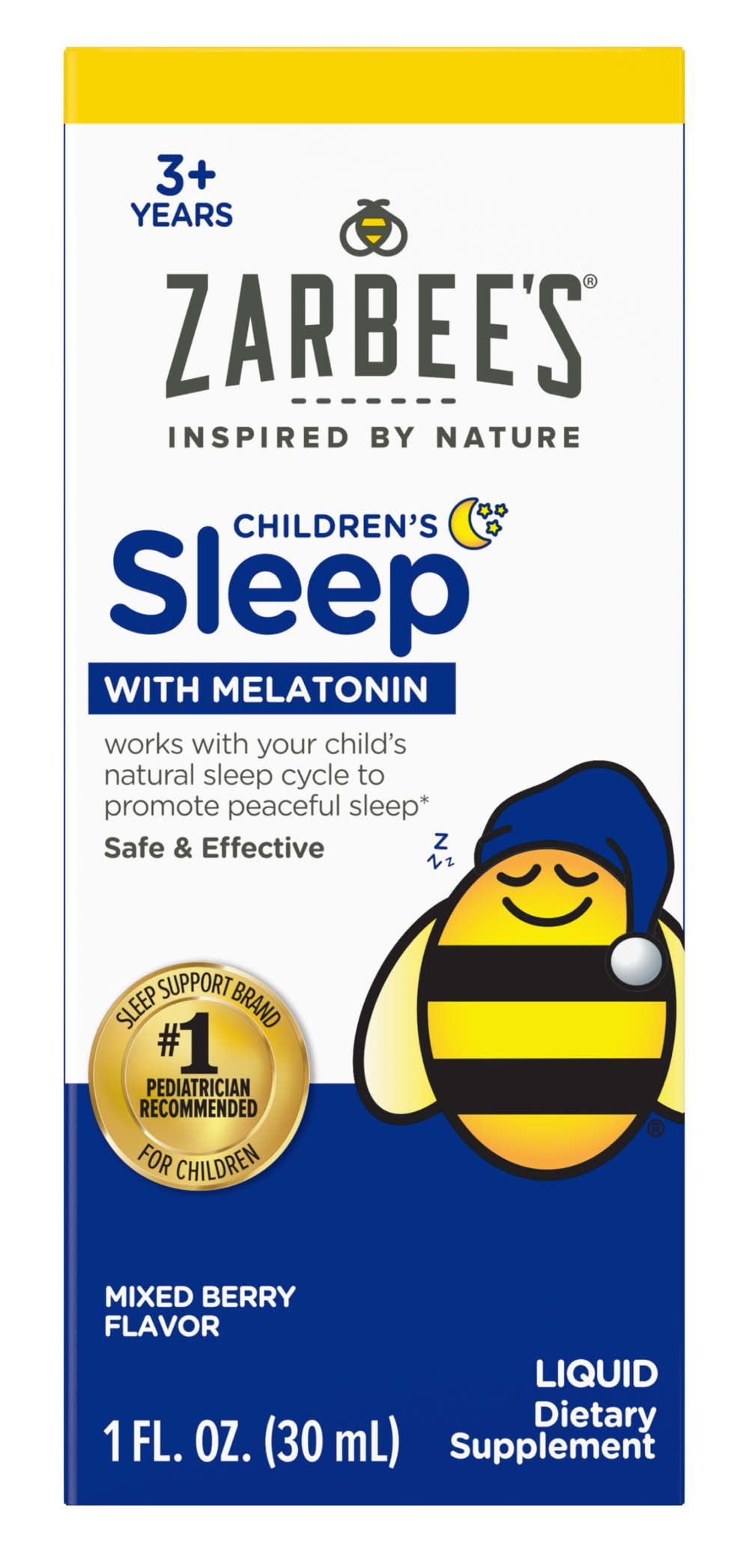 Zarbee's Natural Children's Sleep Liquid With Melatonin Supplement 3+years, Mixed Berry (1 fl oz)