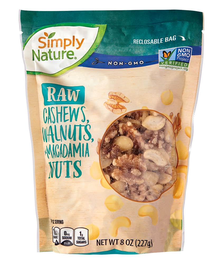 Simply Nature Raw Cashews Walnuts and Macadamias Nuts (8 oz)