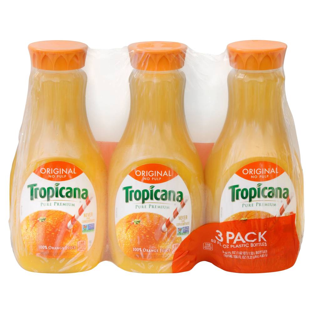 Tropicana Original No Pulp Orange Juice (3 ct, 52 fl oz)