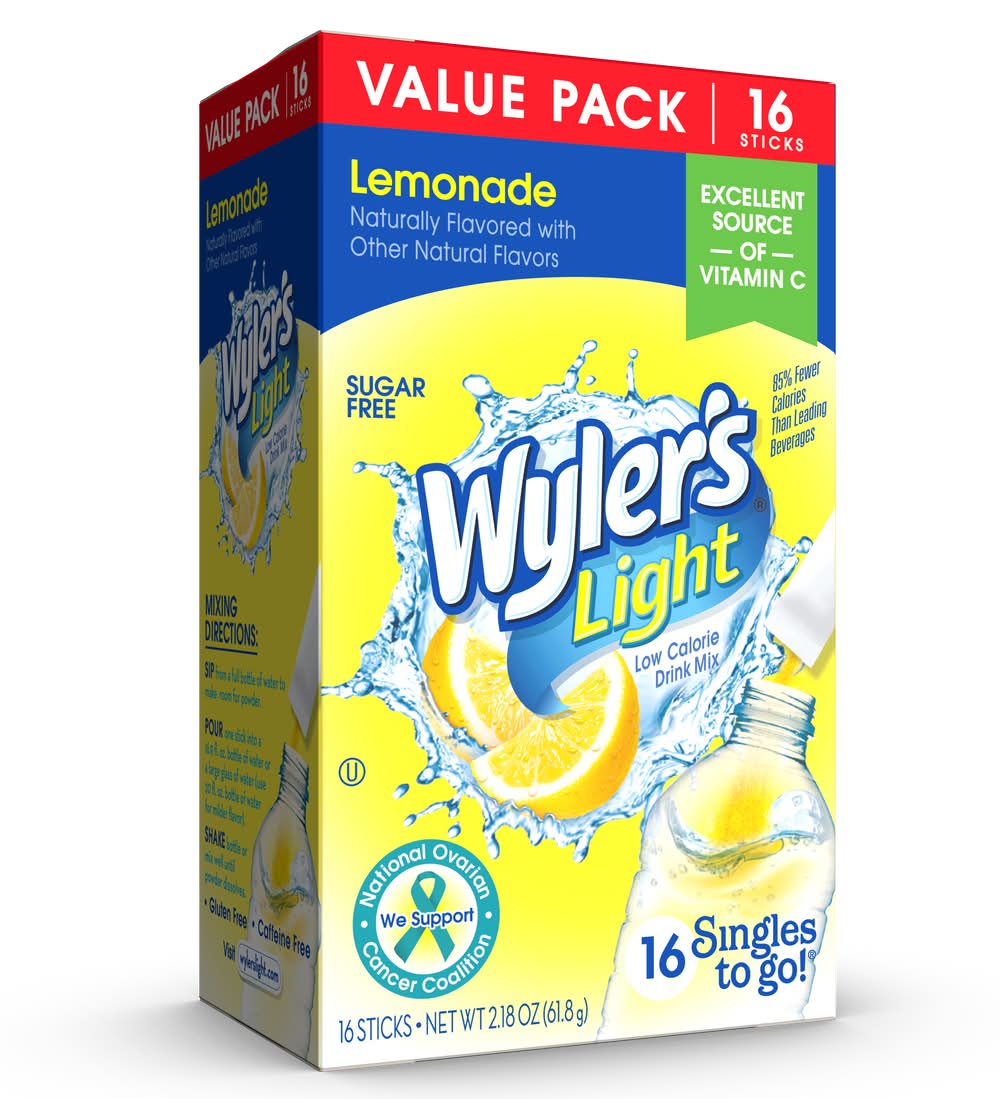 Wyler's Light Low Calories Drink Mix Sticks, Lemonade (2.18 oz, 16 ct)