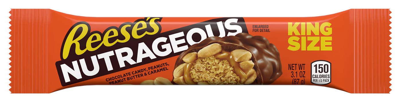 Reese's Nutrageous Milk Chocolate Candy Bar, Peanut Butter And Caramel, King (3.1 oz)