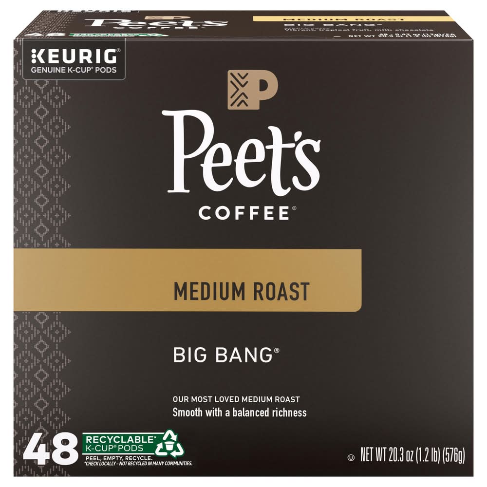 Peet's Coffee Big Bang Medium Roast Coffee Pods (20.3 lbs, 48 ct)