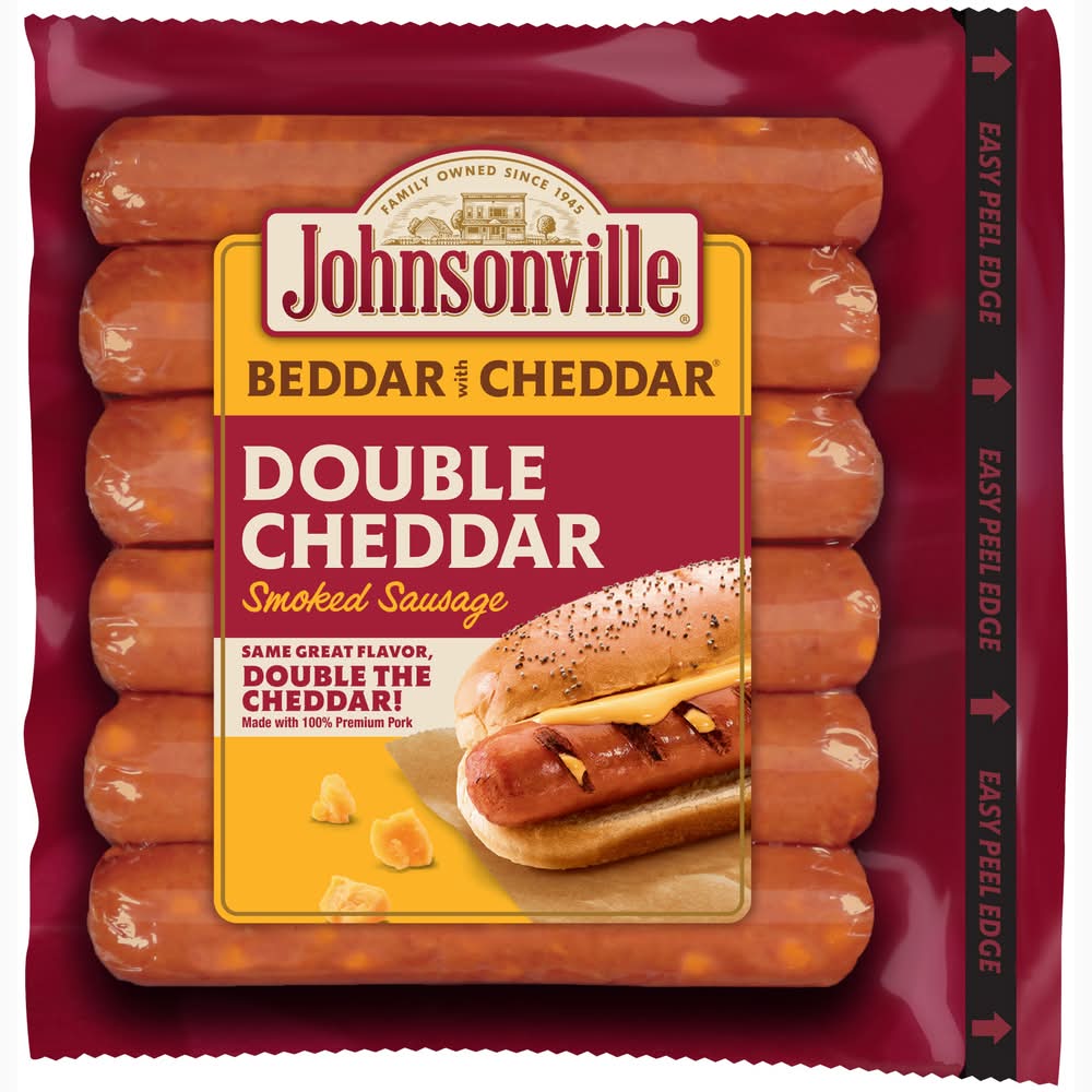 Johnsonville Beddar Smoked Sausage, Double Cheddar (14 oz, 6 ct)
