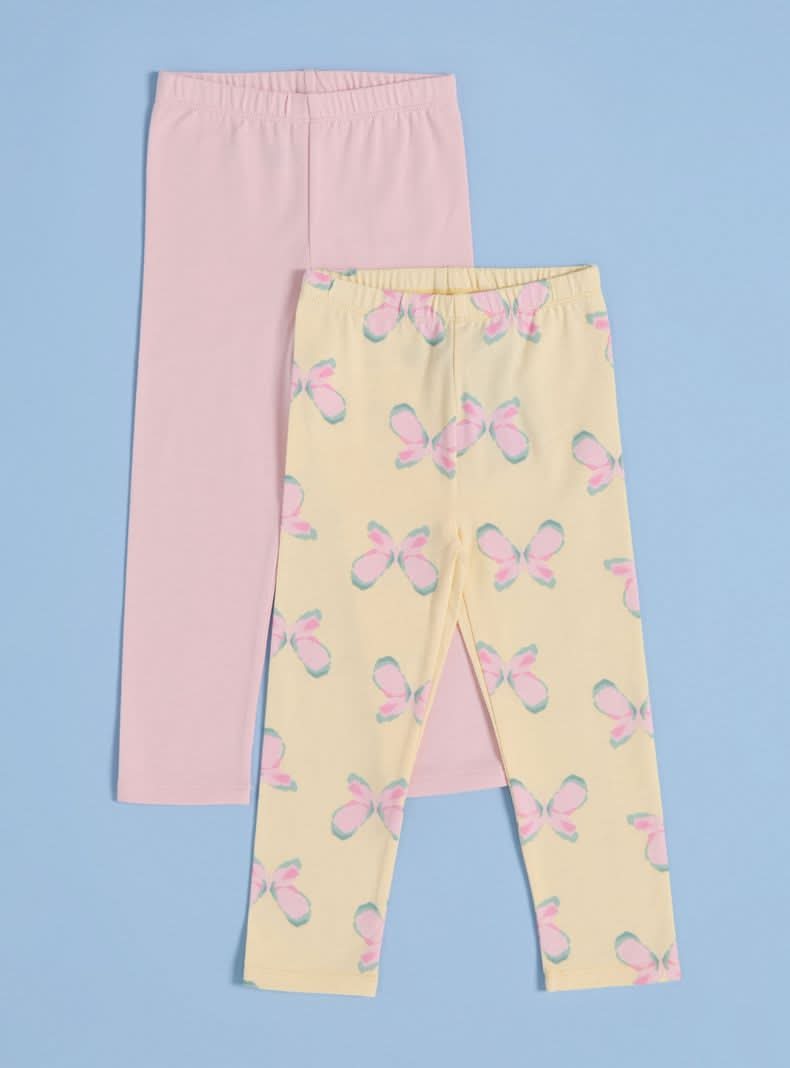 Tribu Calza Bipack Estampada y Lisa a Juego amarillo claro 12m