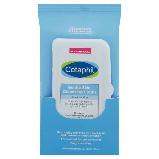 Cetaphil Sensitive Skin Cleansing & Makeup Unscented Cloths (25 ct)