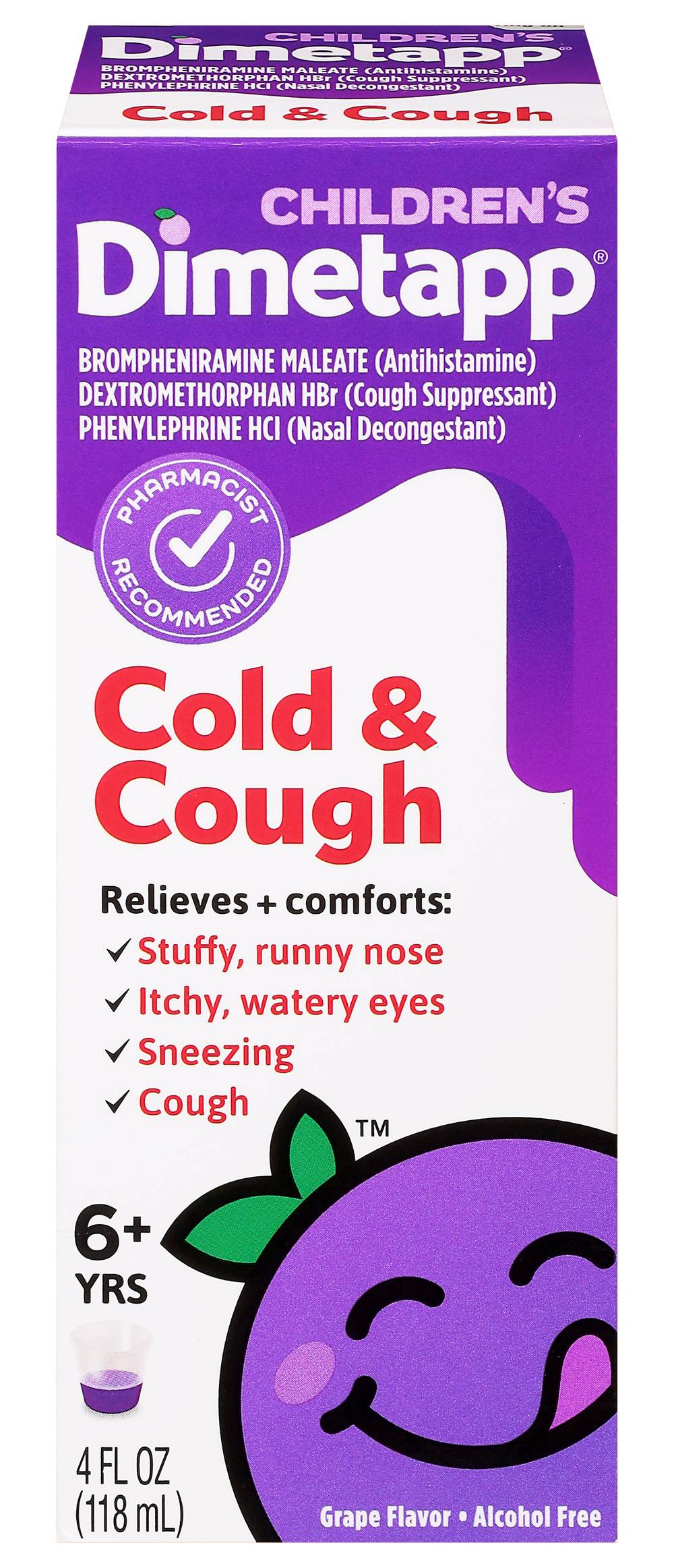 Dimetapp Grape Flavor Cold & Cough Syrup For Children (4 fl oz)