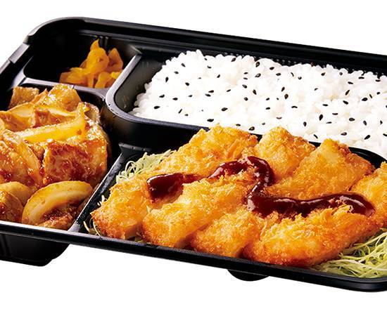 チーズチキンカツ生姜焼き弁当 Cheese chicken cutlet and ginger-fried pork lunch box
