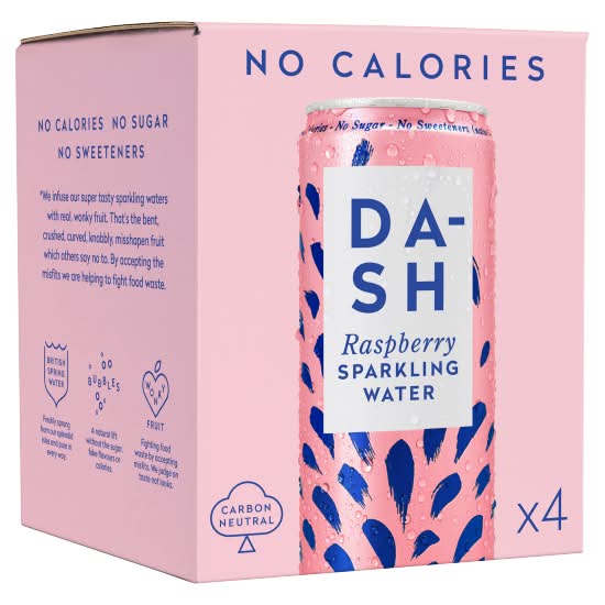 Dash Raspberry Infused Sparkling Water (4 x 330ml)