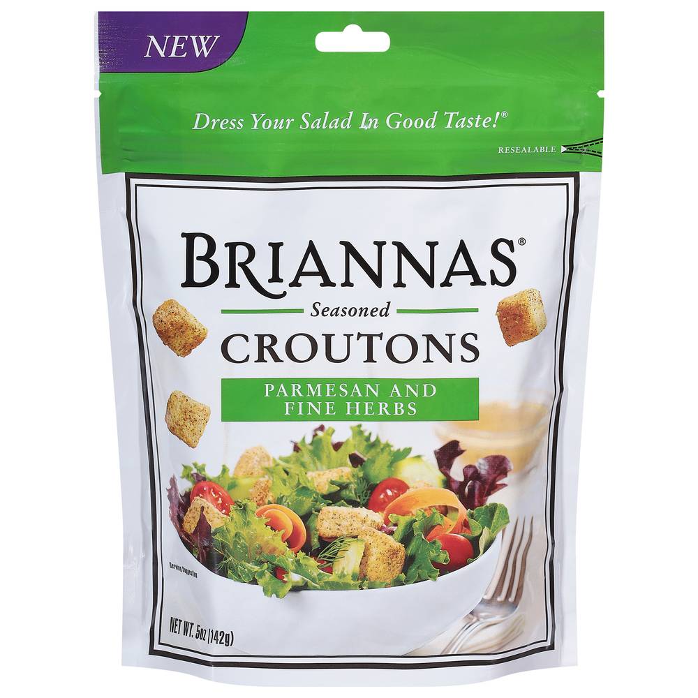 Briannas Seasoned Croutons, Parmesan - Fine Herbs (5 oz)