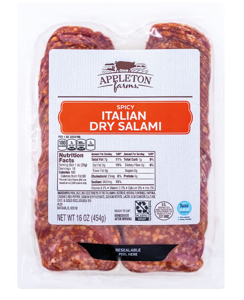 Appleton Farms Spicy Italian Dry Sliced Salami (16 oz)