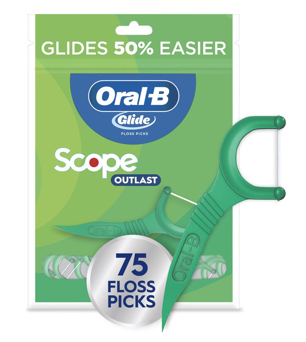 Oral-B Glide Scope Outlast Dental Floss Picks, Mint (75 ct)