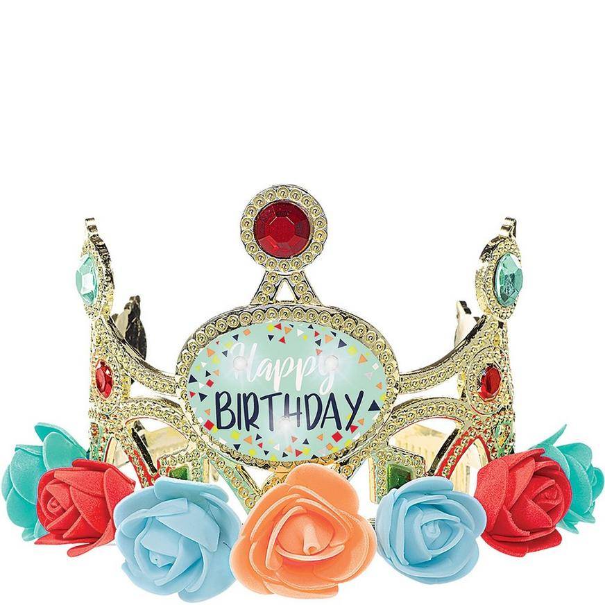 Party City Child Light-Up Floral Happy Birthday Crown (multi)