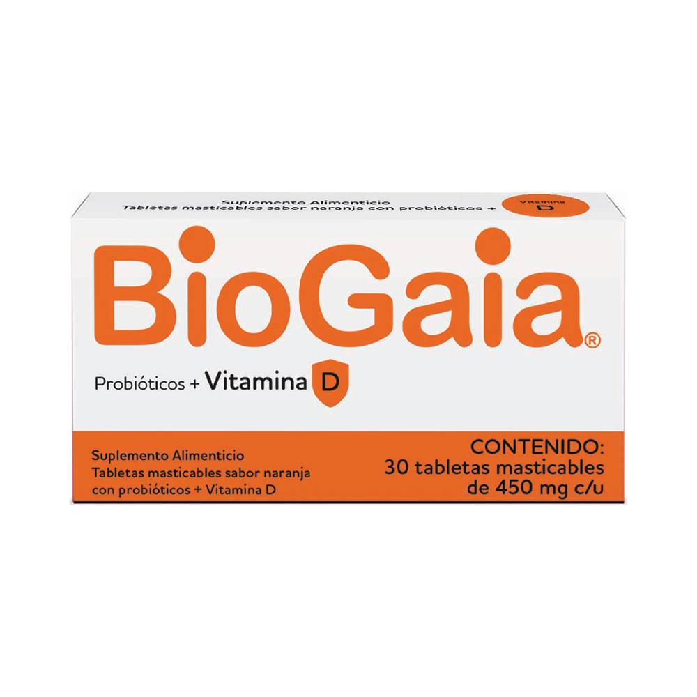 Biogaia probióticos + vitamina d tabletas 450 mg  (30 un) (naranja)