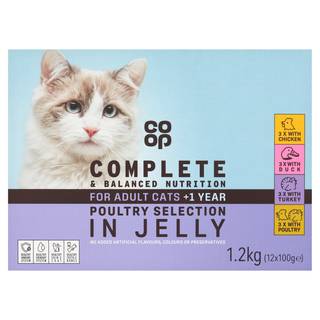 Co-op Complete & Balanced Nutrition Poultry Selection in Jelly for Adult Cats +1 Year 12 x 100g (1.2