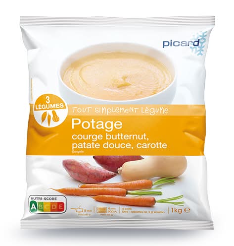 Potage courge butternut, patate douce, carotte